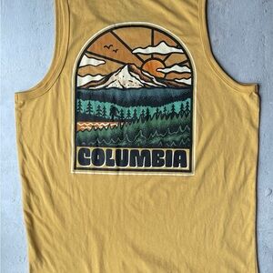 Columbia Yellow Tank with Mountain & Forest Graphic